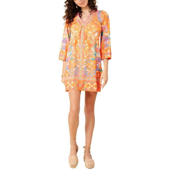 Hale Bob Women's ZELLA V Neck Patterned Mini Dress 5ZBB610A